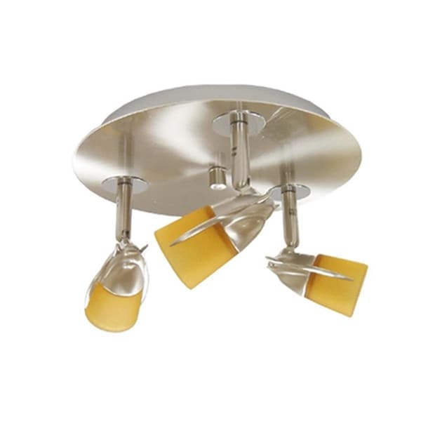 Gorgeousglow 3-Light Satin Chrome Ceiling Mount Amber Glass GO2594106 - main